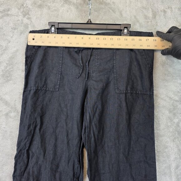 Victoria's Secret Pants Womens 8 Black Linen Drawstring Wide Leg Beach Lounge - Picture 2 of 12